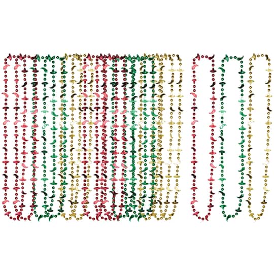 Beistle 33" Red, Green & Gold Fiesta Beads, 18ct.